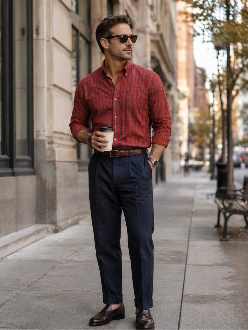 L.L. BEAN Men’s Red Plaid Wrinkle Resistant Button Down Shirt M Tall
